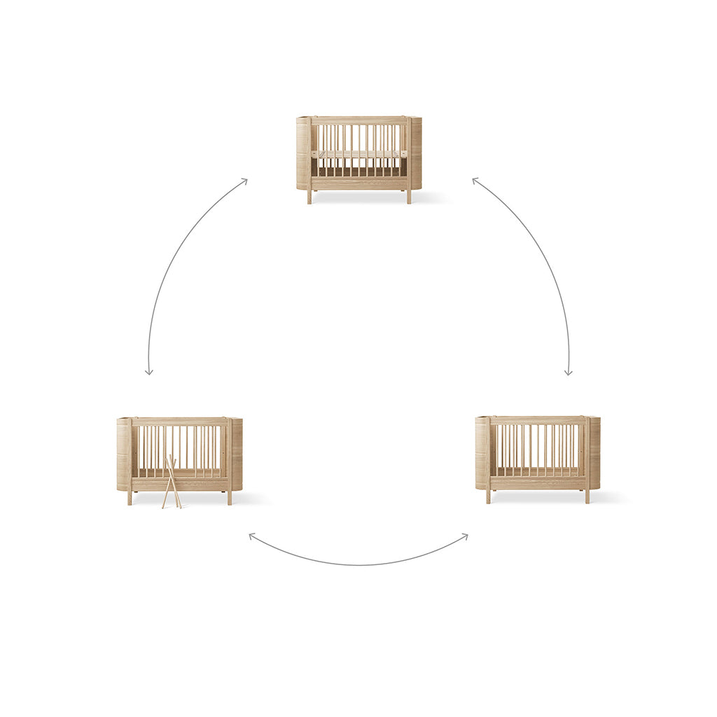 Oliver Furniture, Wood Mini+ spjälsäng exkl. junior kit – Ek (LEVERANS start maj)