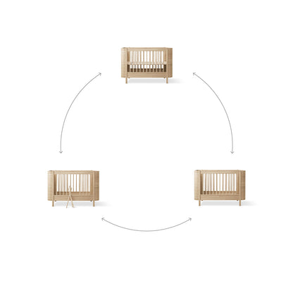 Oliver Furniture, Wood Mini+ spjälsäng exkl. junior kit – Ek (LEVERANS start maj)