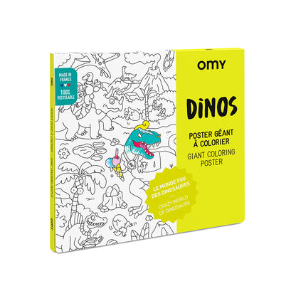 Omy stor färgläggningsaffisch, 70 x 100 cm - Dinos