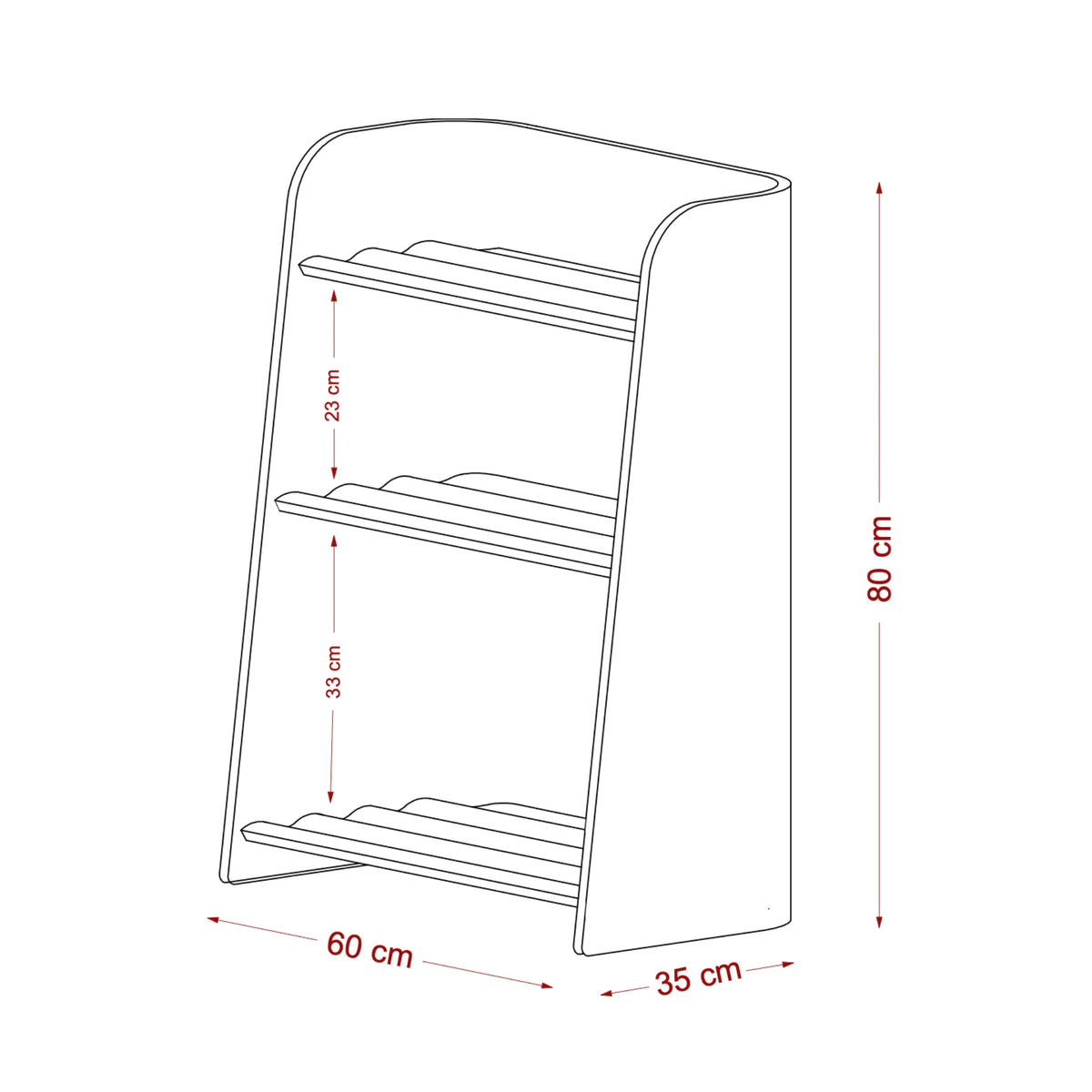 Curve-Lab bokhylla för barn, Curvy Bookcase - Ek