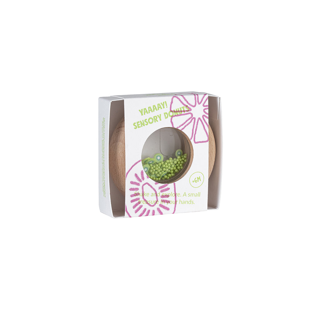 Petit Boum babyleksak, sensorisk donut skallra - Kiwis