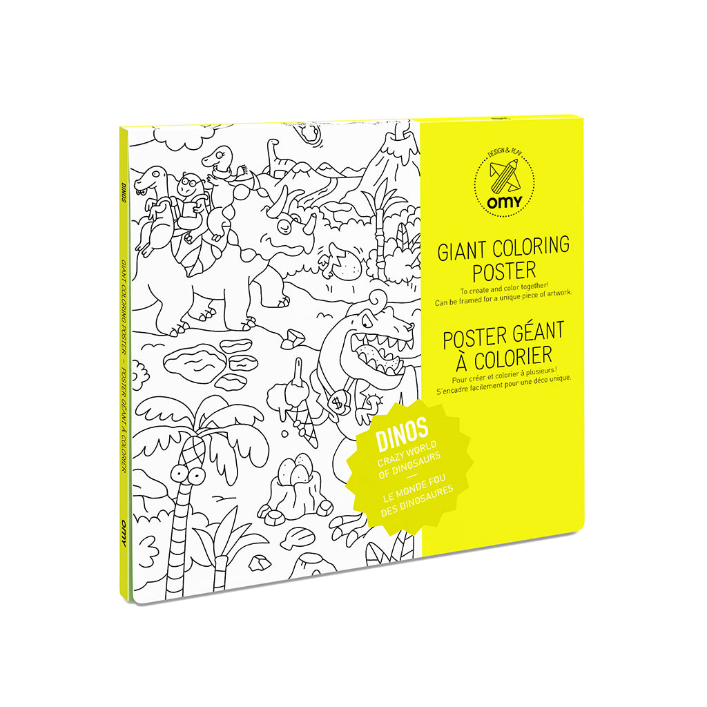 Omy stor färgläggningsaffisch, 70 x 100 cm - Dinos