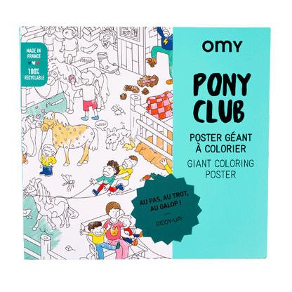 Omy stor plakat til farvelægning, 70 x 100 cm - Pony club
