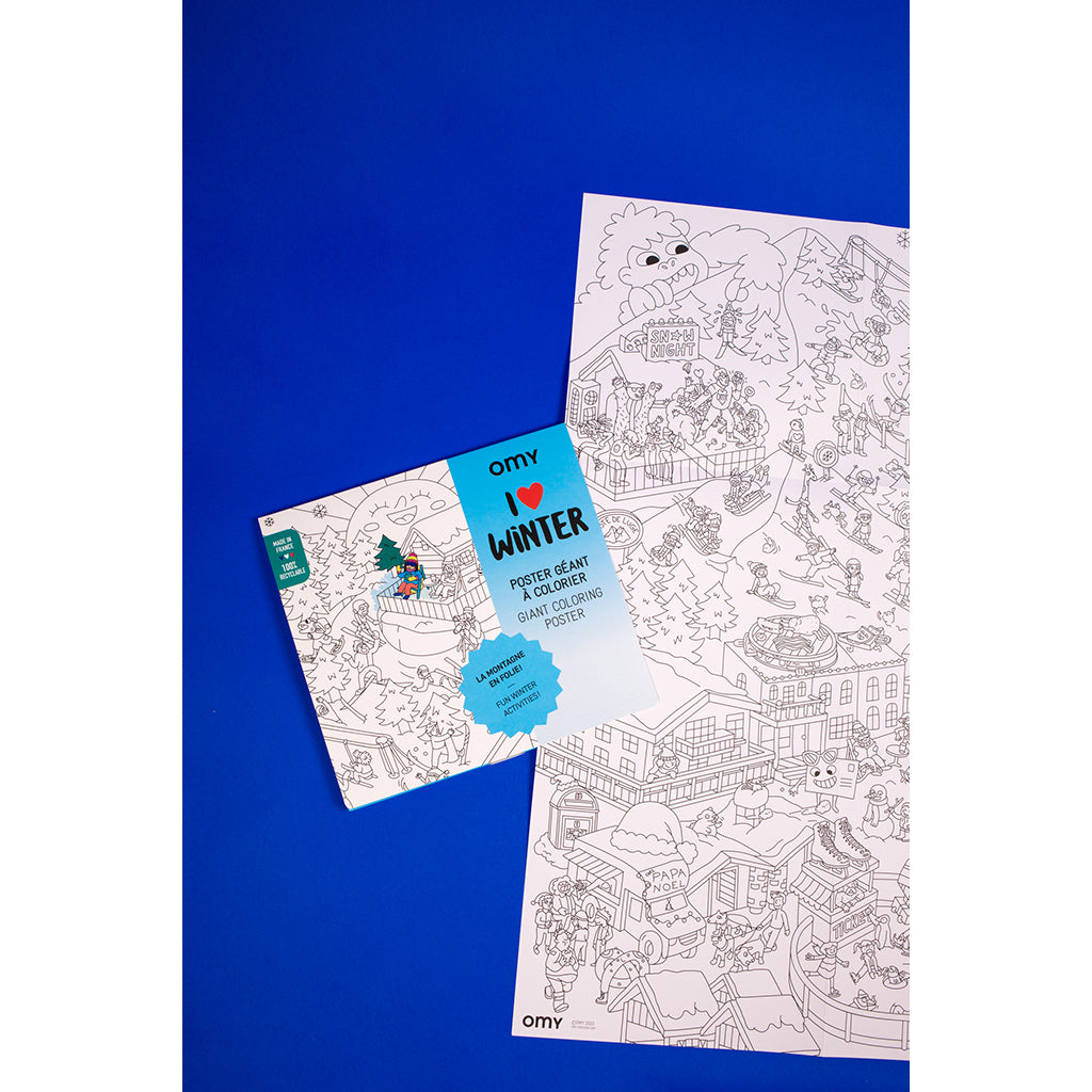 Omy stor plansch för färgläggning, 70 x 100 cm - I love winter