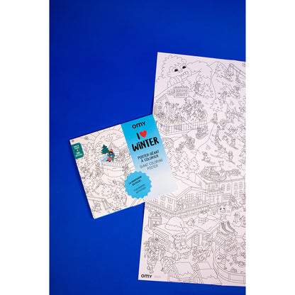 Omy stor plansch för färgläggning, 70 x 100 cm - I love winter