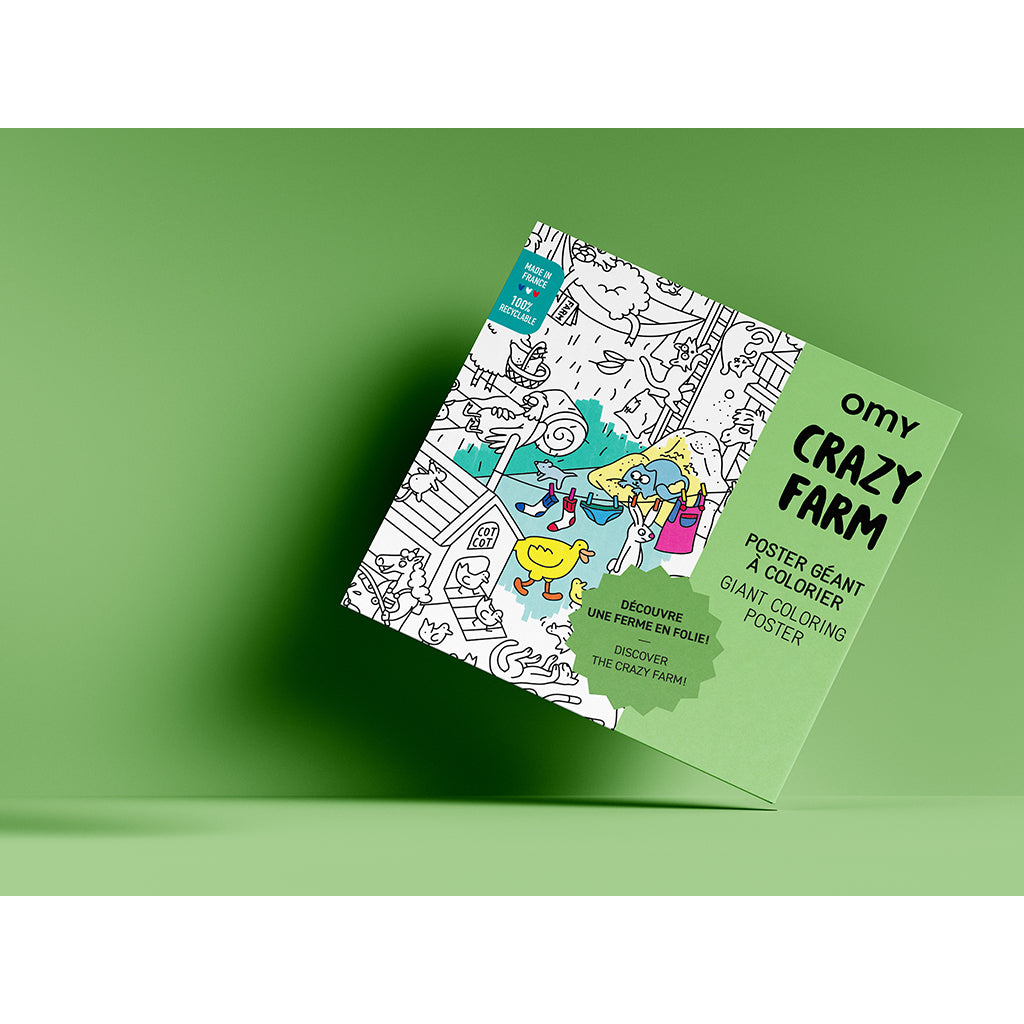 Omy stor färgläggningsaffisch, 70 x 100 cm - Crazy Farm