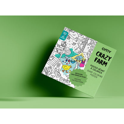 Omy stor färgläggningsaffisch, 70 x 100 cm - Crazy Farm