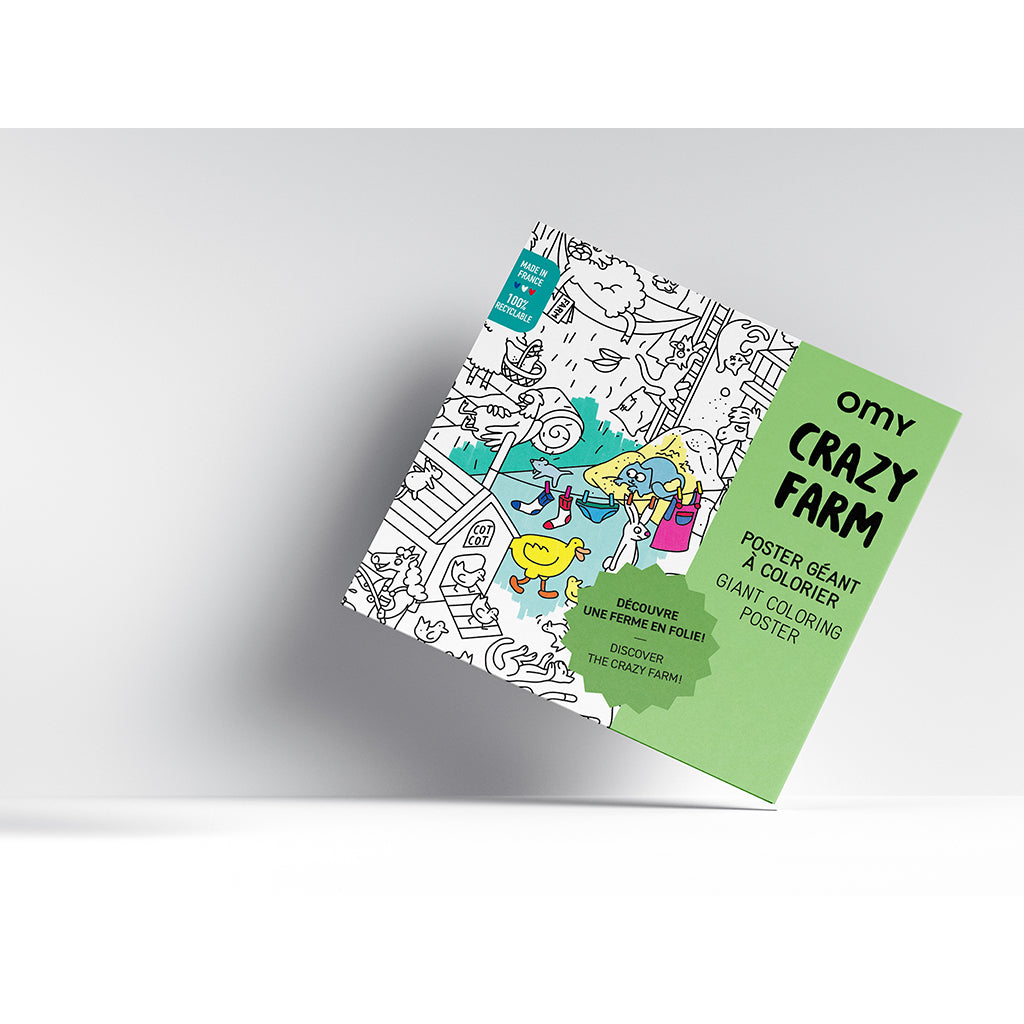 Omy stor färgläggningsaffisch, 70 x 100 cm - Crazy Farm