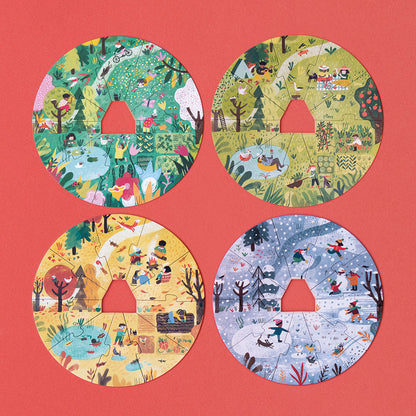 Londji pussel, runt, A home for nature, 4 pussel med vardera 10 bitar