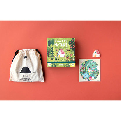 Londji pussel, runt, A home for nature, 4 pussel med vardera 10 bitar