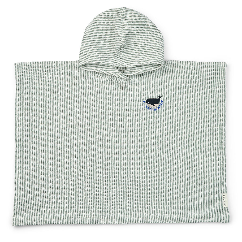 Liewood Paco badeponcho, Stripe Peppermint/creme - Str. 3-8 år