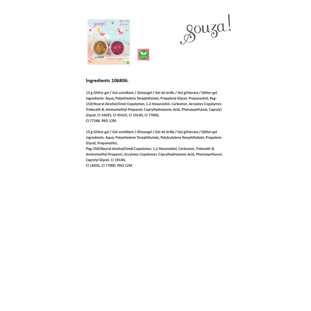 Souza hårglitter för barn, Rosa och guld