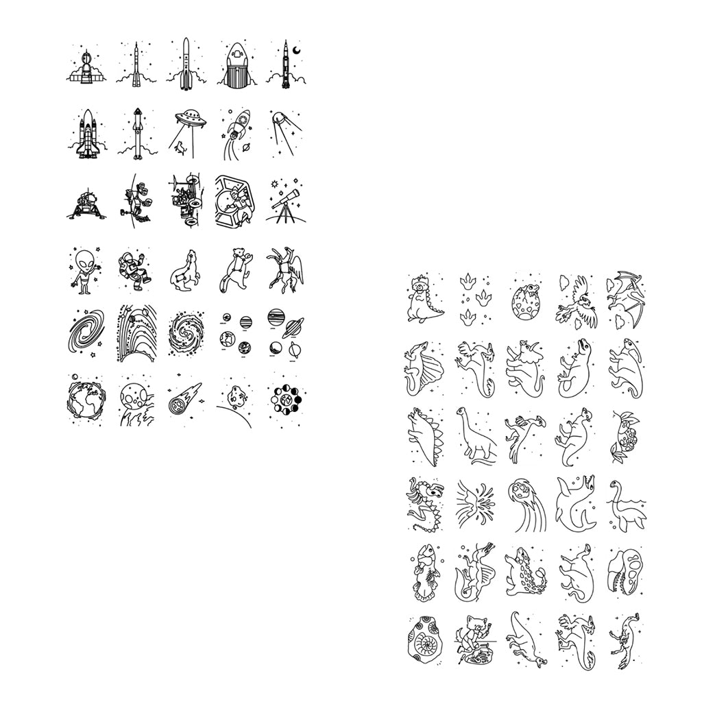 KidyDraw mini refill-kort med ritmallar, Dinosaur