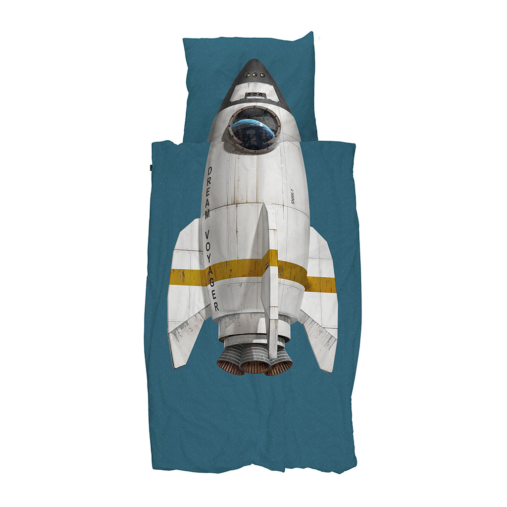 Snurk ekologiskt sängkläder för vuxna - Rocket smokey blue