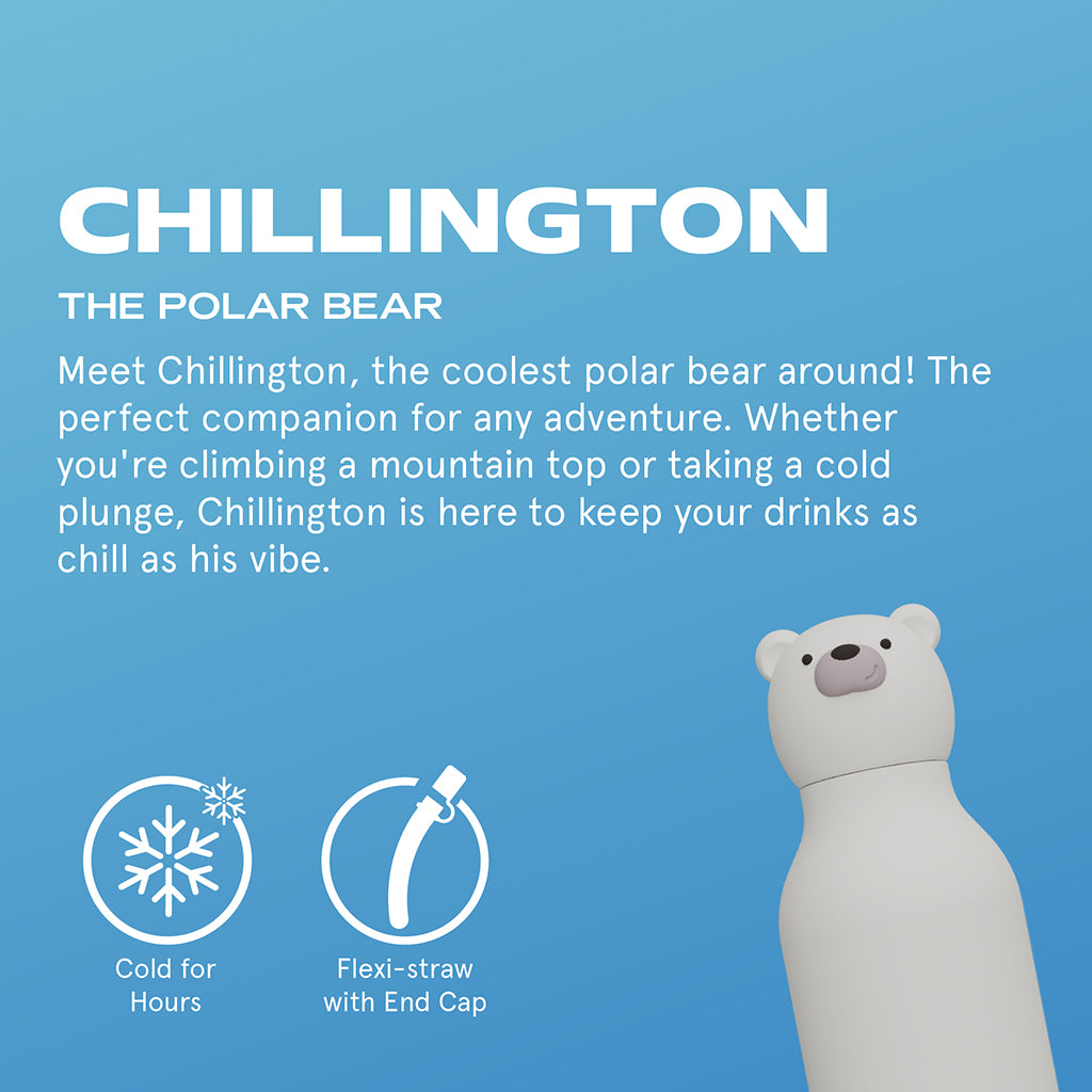 Asobu Bestie Animal termo dryckesflaska, 460 ml. - Isbjörn