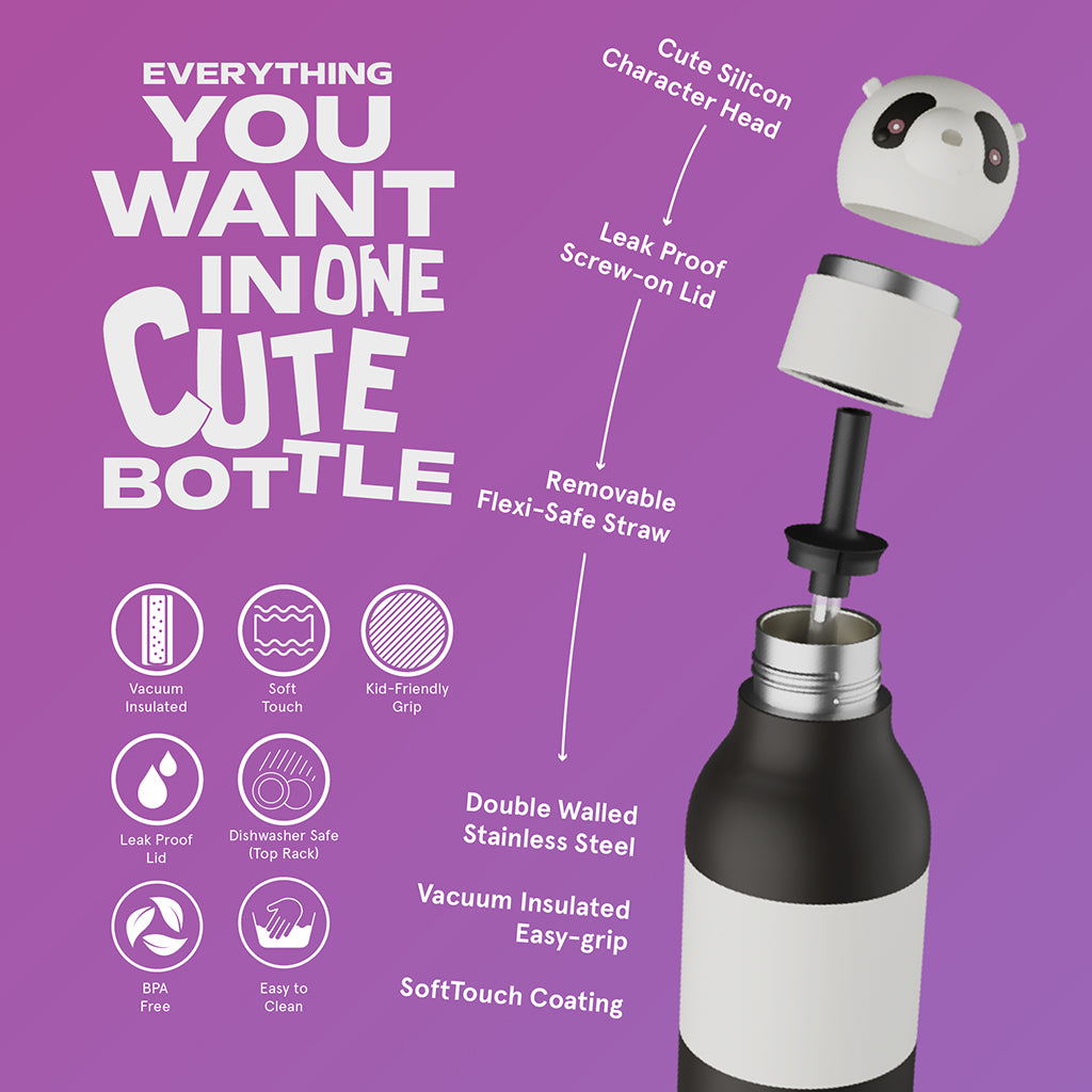 Asobu Bestie Animal termo dricksflaska, 460 ml. - Panda