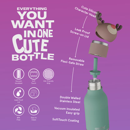 Asobu Bestie Animal termo drikkedunk, 460 ml – Rensdyr