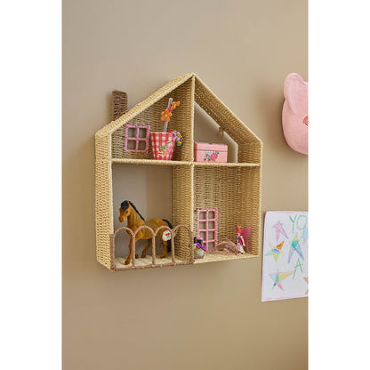 Rice House Shelf, väggmonterad hylla med 4 fack – Rosa
