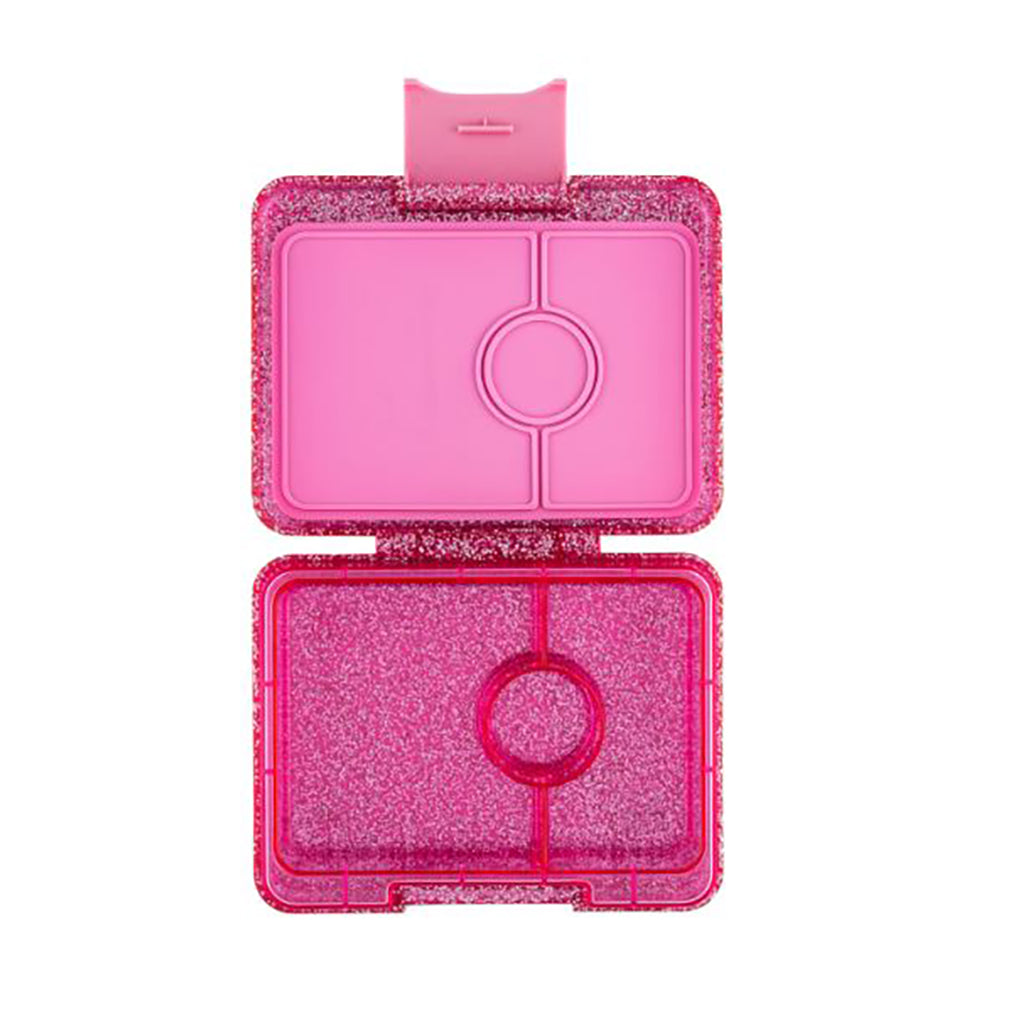 Yumbox matlåda med 3 fack, Snack – Sparkle pink glitter/Pink clear