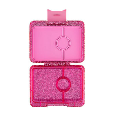 Yumbox matlåda med 3 fack, Snack – Sparkle pink glitter/Pink clear
