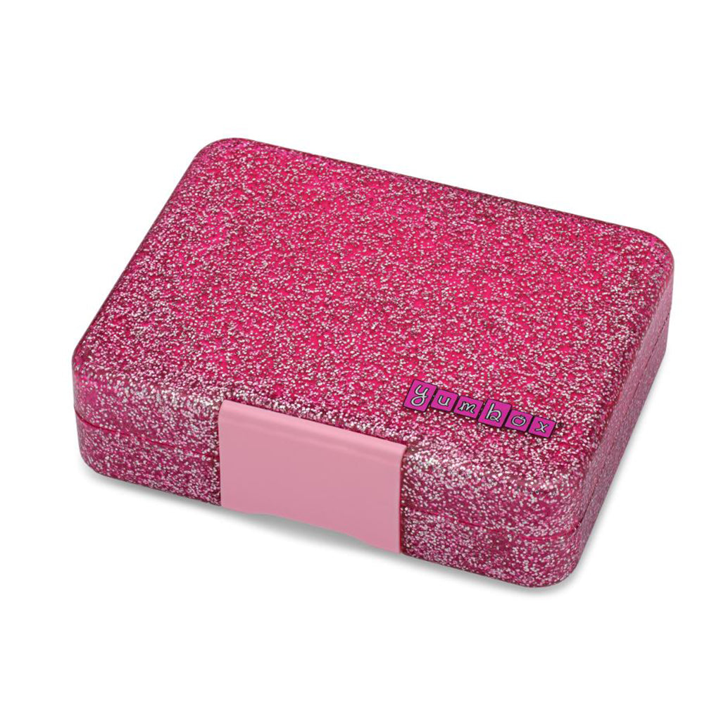 Yumbox matlåda med 3 fack, Snack – Sparkle pink glitter/Pink clear