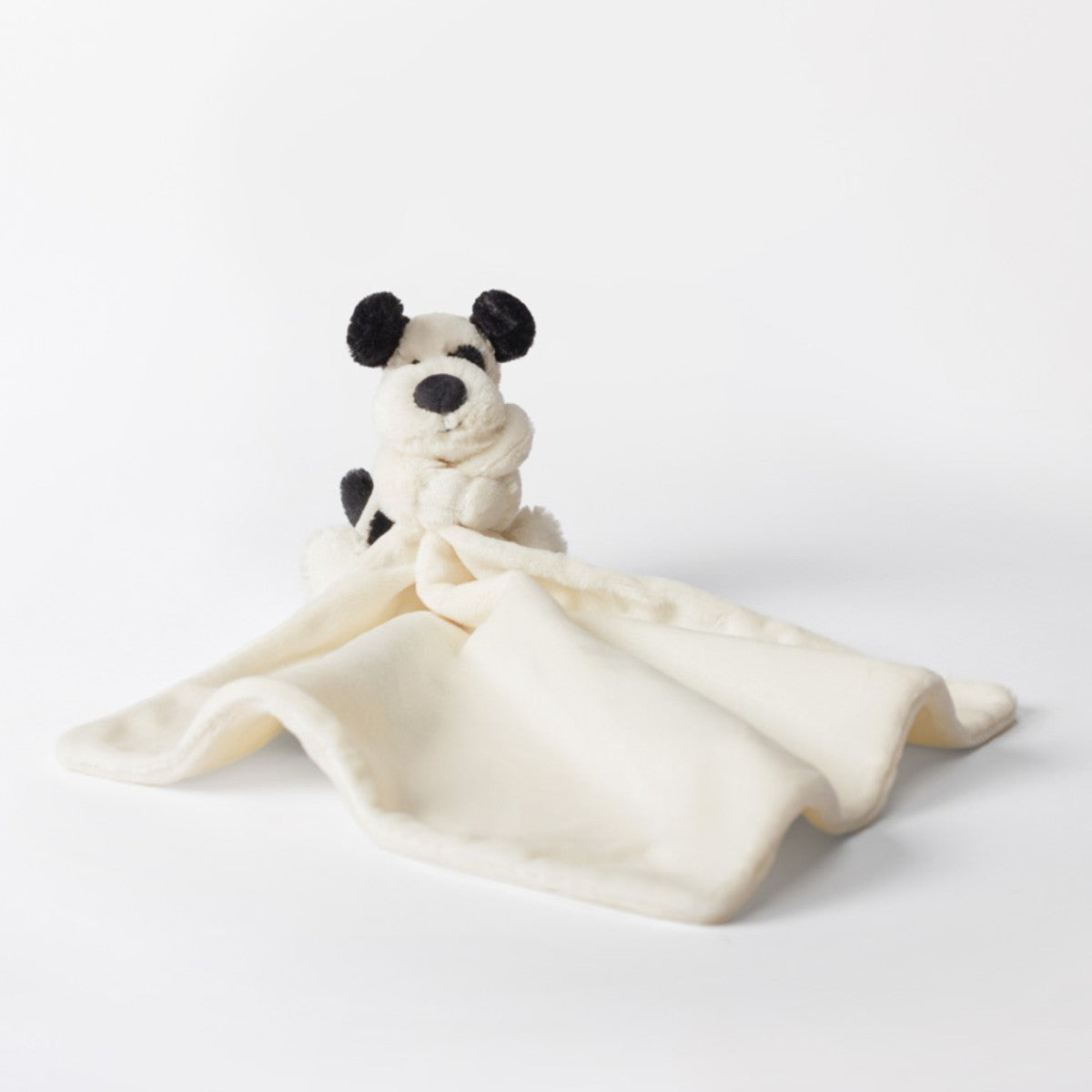 Baby Jellycat gosedjur, Bashful snuttefilt – Svart/kräm hund