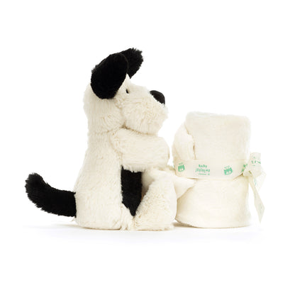 Baby Jellycat gosedjur, Bashful snuttefilt – Svart/kräm hund