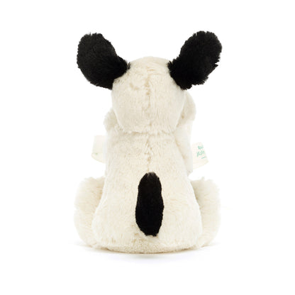 Baby Jellycat gosedjur, Bashful snuttefilt – Svart/kräm hund