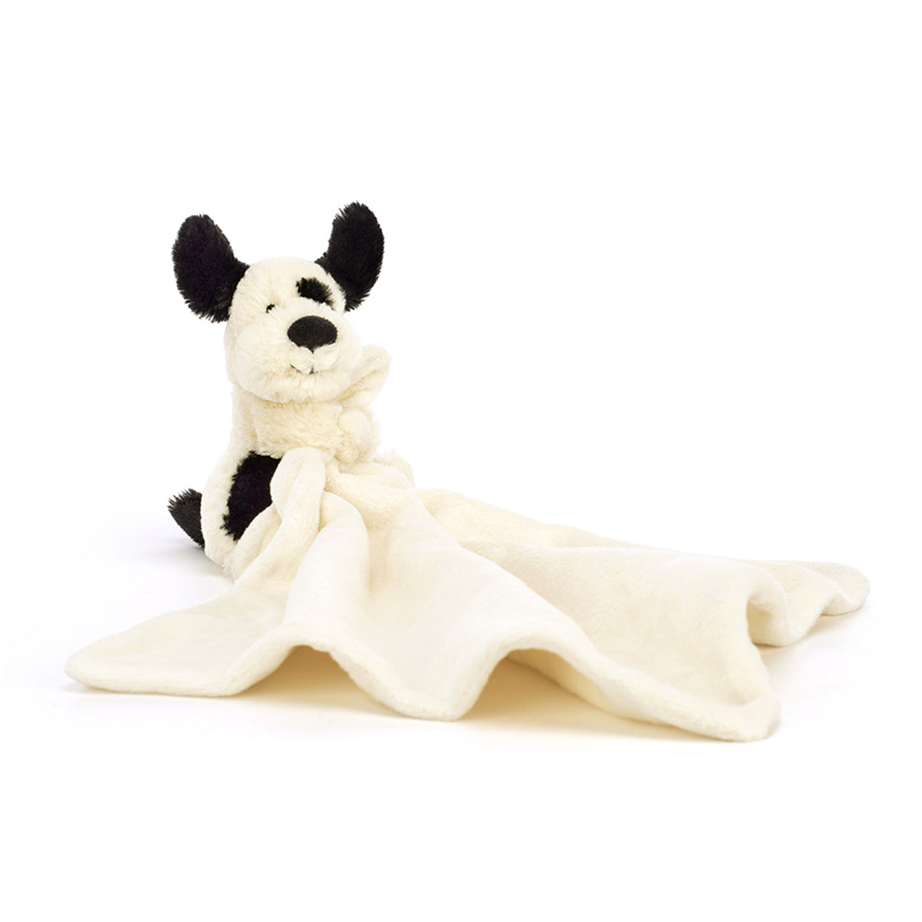 Baby Jellycat gosedjur, Bashful snuttefilt – Svart/kräm hund