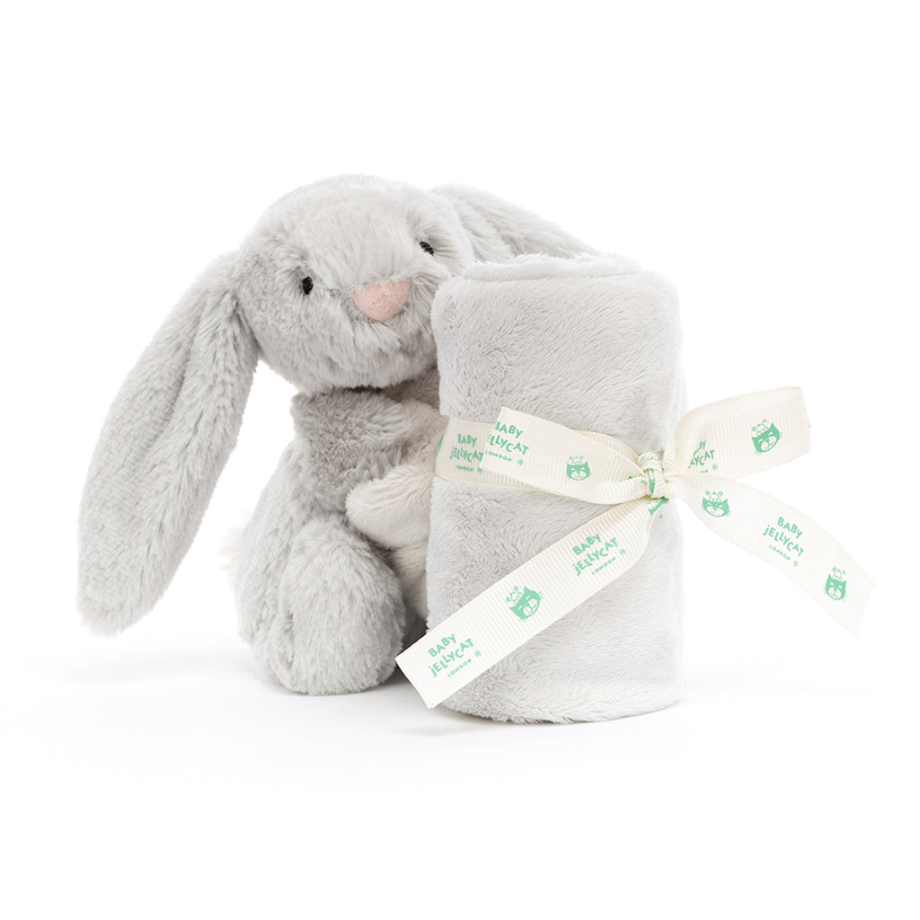 Baby Jellycat gosedjur, Bashful snuttefilt - Silver kanin