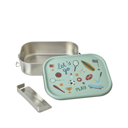 Rice matlåda i rostfritt stål med avdelare, stor - Soft green sportsprint