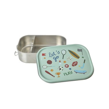 Rice matlåda i rostfritt stål med avdelare, stor - Soft green sportsprint