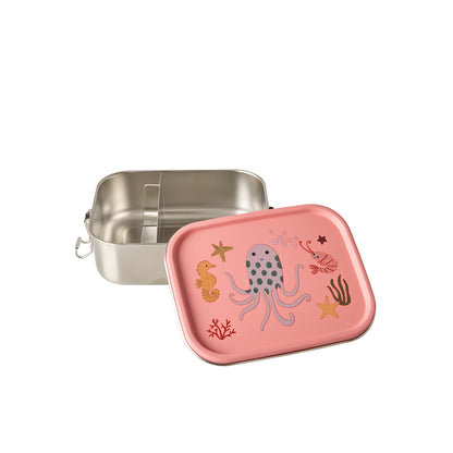 Rice matsäckslåda i rostfritt stål med avdelare, liten, Coral Ocean Print