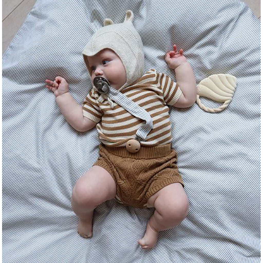 Cam Cam broderad napphållare, ekologisk - Classic stripes blue