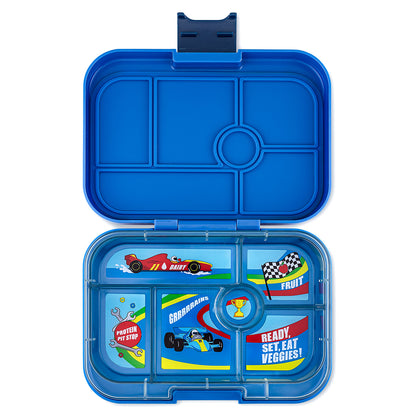 Yumbox matlåda med 6 fack, Original - Surf Blue / Race Cars tray