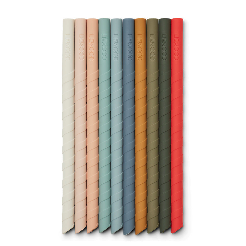 Liewood Timoti sugrör i silikon, 10-pack - Multi mix