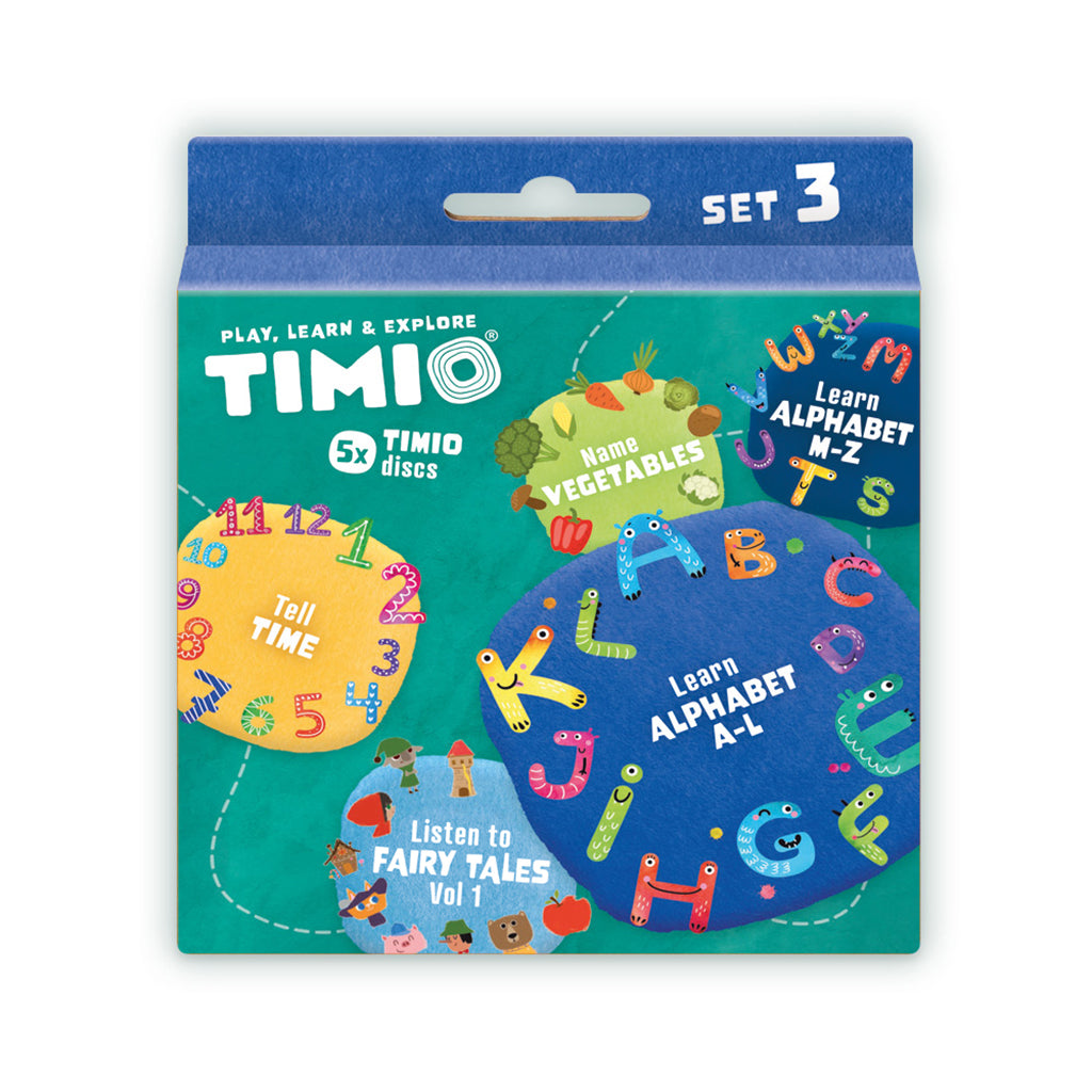 TIMIO Disc Set 3, Äventyr, tid, grönsaker, alfabet A-L och alfabet M-Z