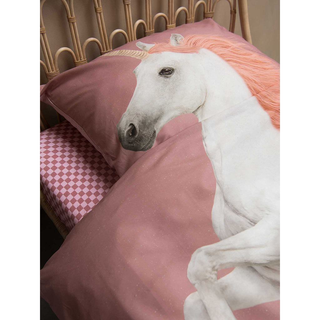 Snurk sängkläder för vuxna, ekologisk - Unicorn dusty pink