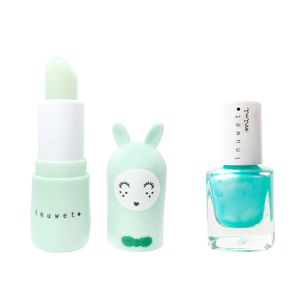 Inuwet Duo aqua set, Läppbalsam och nagellack för barn, Apple