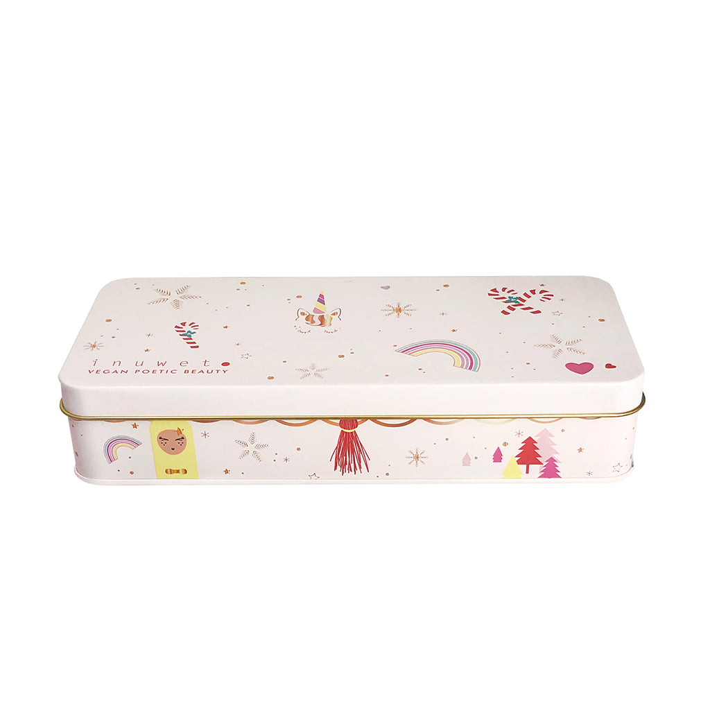 Inuwet Läppbalsamset för barn, Metallask med 7 olika läppbalsam