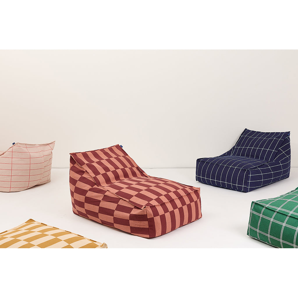 Nobodinoz Vibes lång sittsäck, vuxen – Navy blue Grid