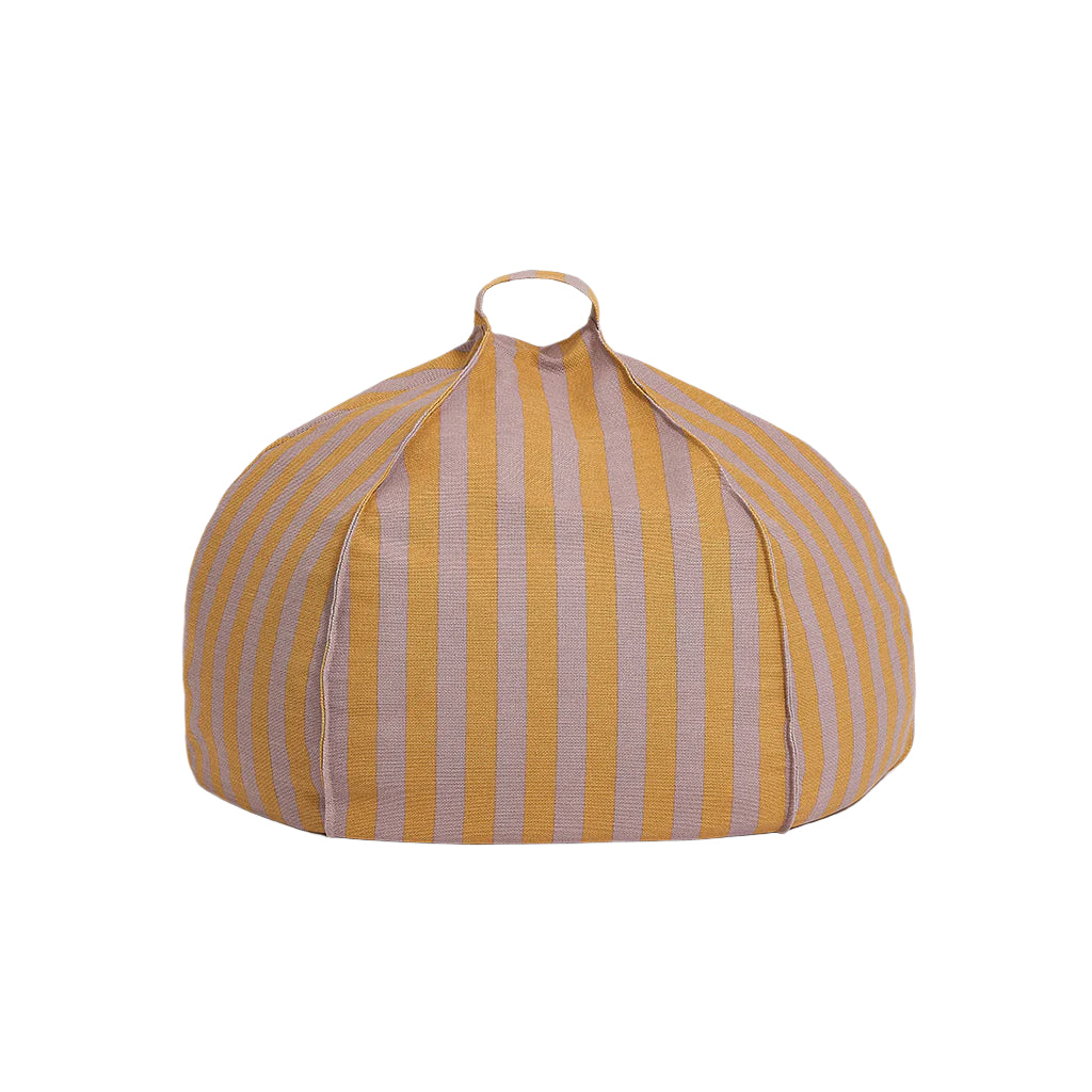 Nobodinoz quiltad rund sittpuff, Vibes - Lilac yellow stripes