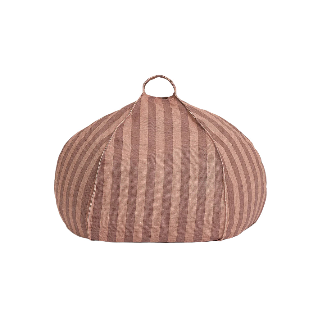 Nobodinoz quiltad rund sittpuff, Vibes - Pink mauve stripes