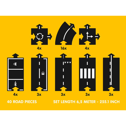 Waytoplay bilbana i gummi, 40 delar - King of the road