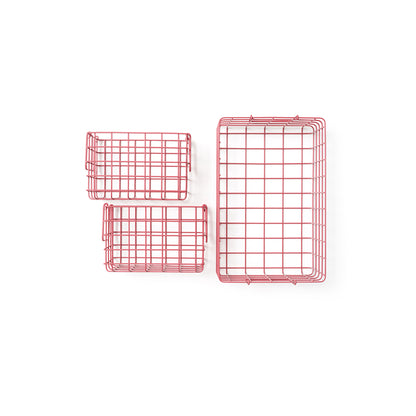 Mustard Made Baskets, sæt m. 3 trådkurve - Berry