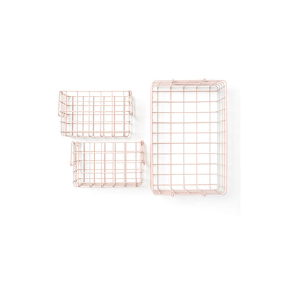 Mustard Made Baskets, sæt m. 3 trådkurve - Blush