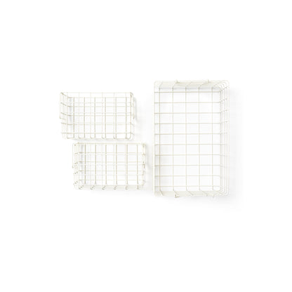 Mustard Made Baskets, sæt m. 3 trådkurve - Chalk