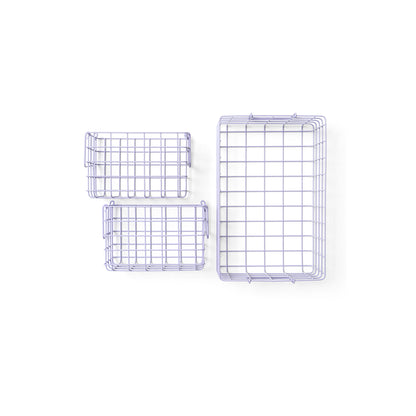 Mustard Made Baskets, sæt m. 3 trådkurve - Lilac