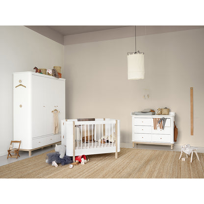 Oliver Furniture Wood garderob med 3 dörrar, vit/ek - höjd 204 cm