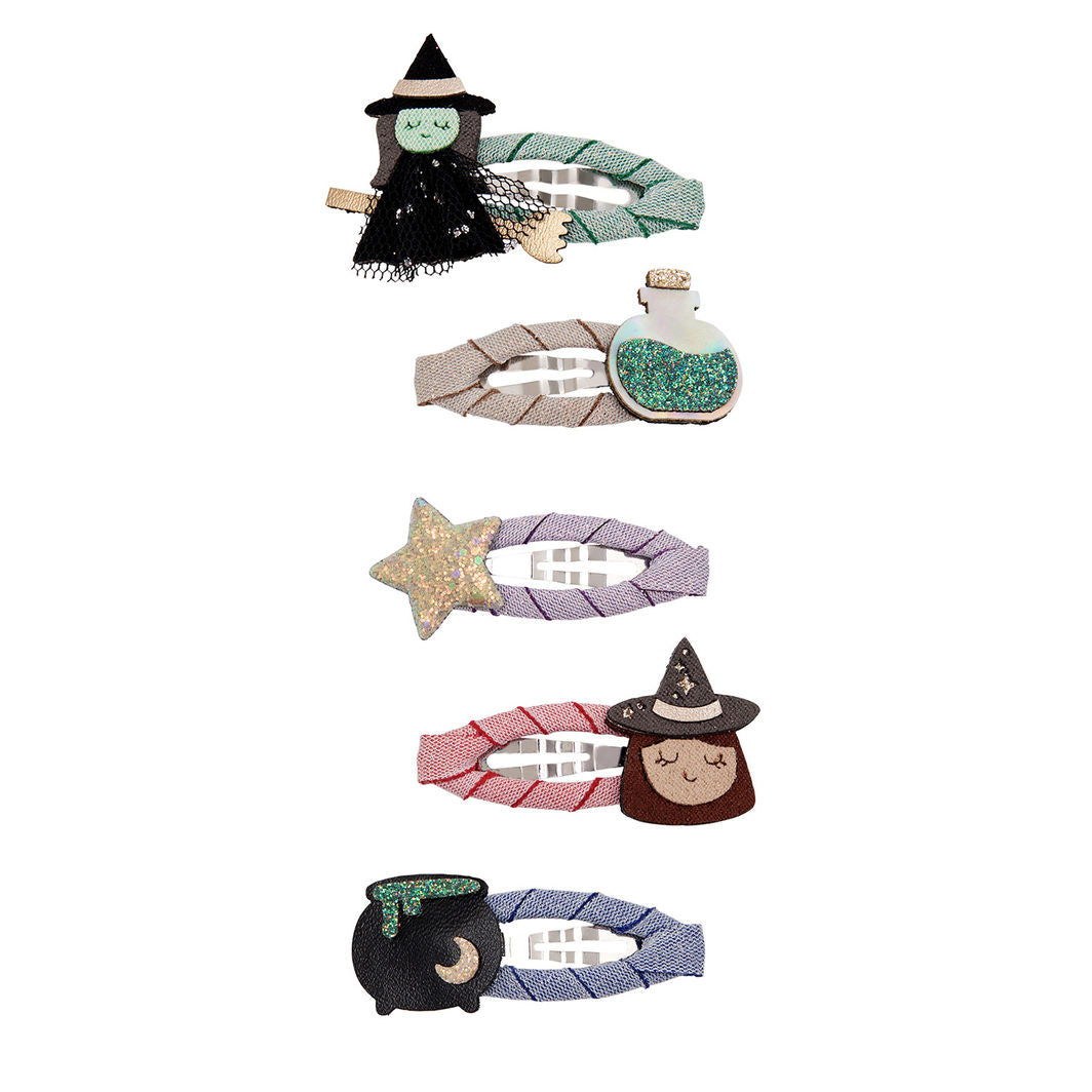 Mimi &amp; Lula - 5 Hårspænder - Mini Witch Halloween